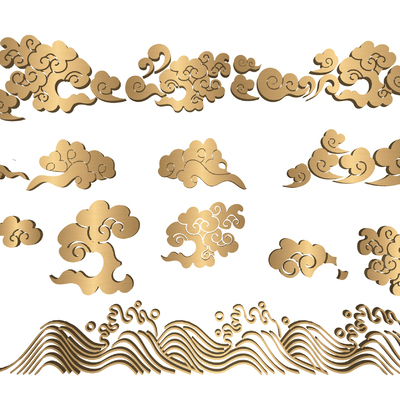  中式祥云浮云窗花su模型 