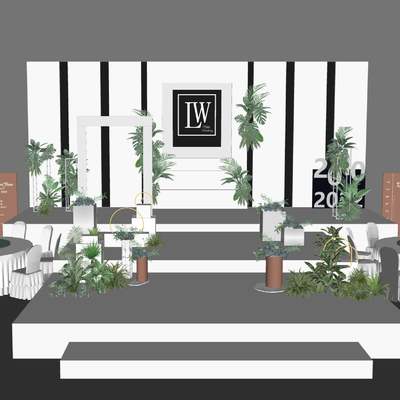  现代婚庆婚礼舞台su模型 