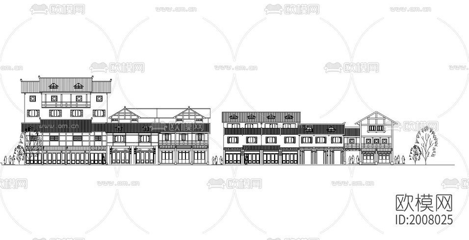 步行街規(guī)劃cad施工圖下載(渲染圖1)