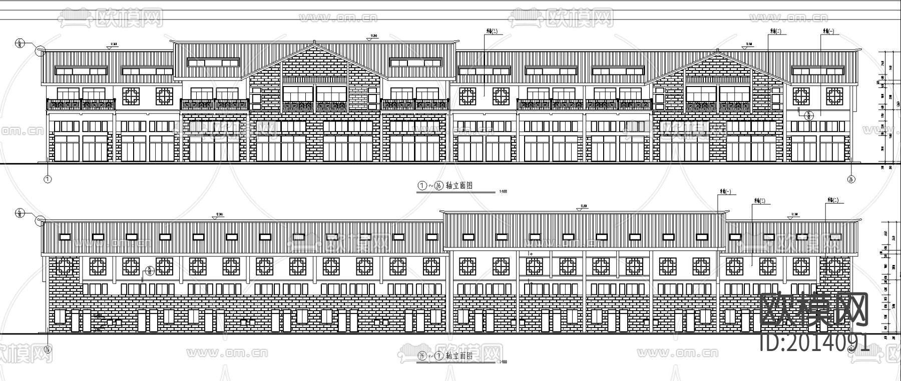 商业街cad施工图下载（渲染图3）