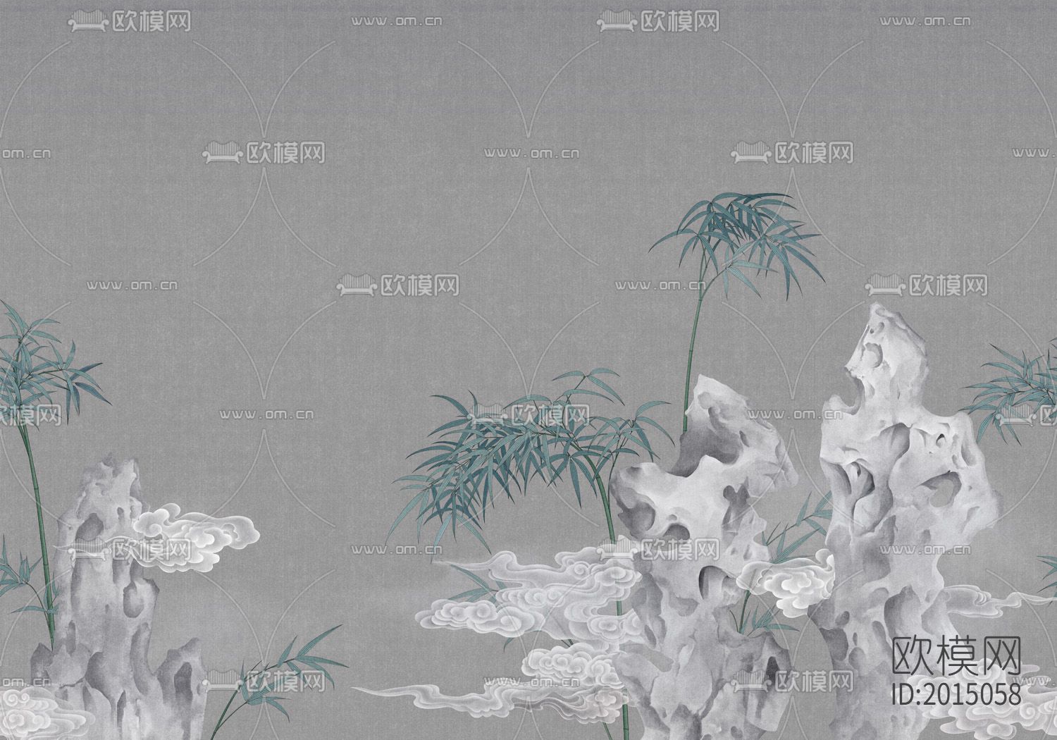 新中式竹林壁纸下载（渲染图1）