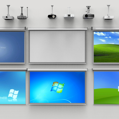  现代投影仪幕布su模型 