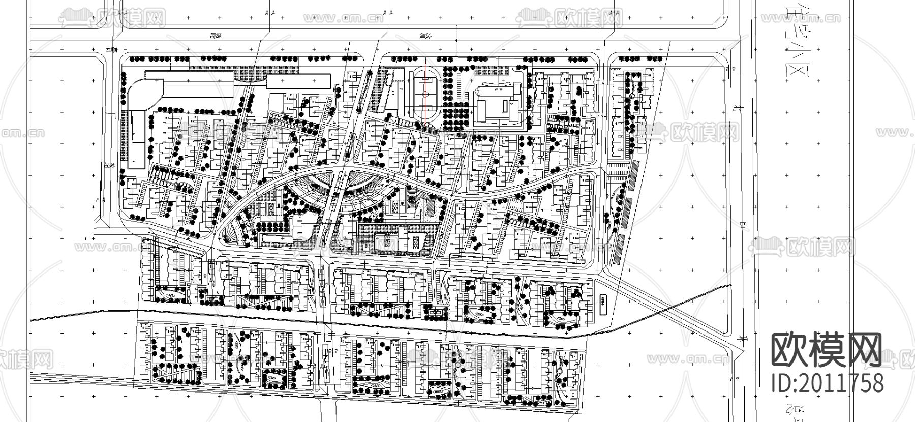 居住小区总平面cad施工图下载（渲染图2）