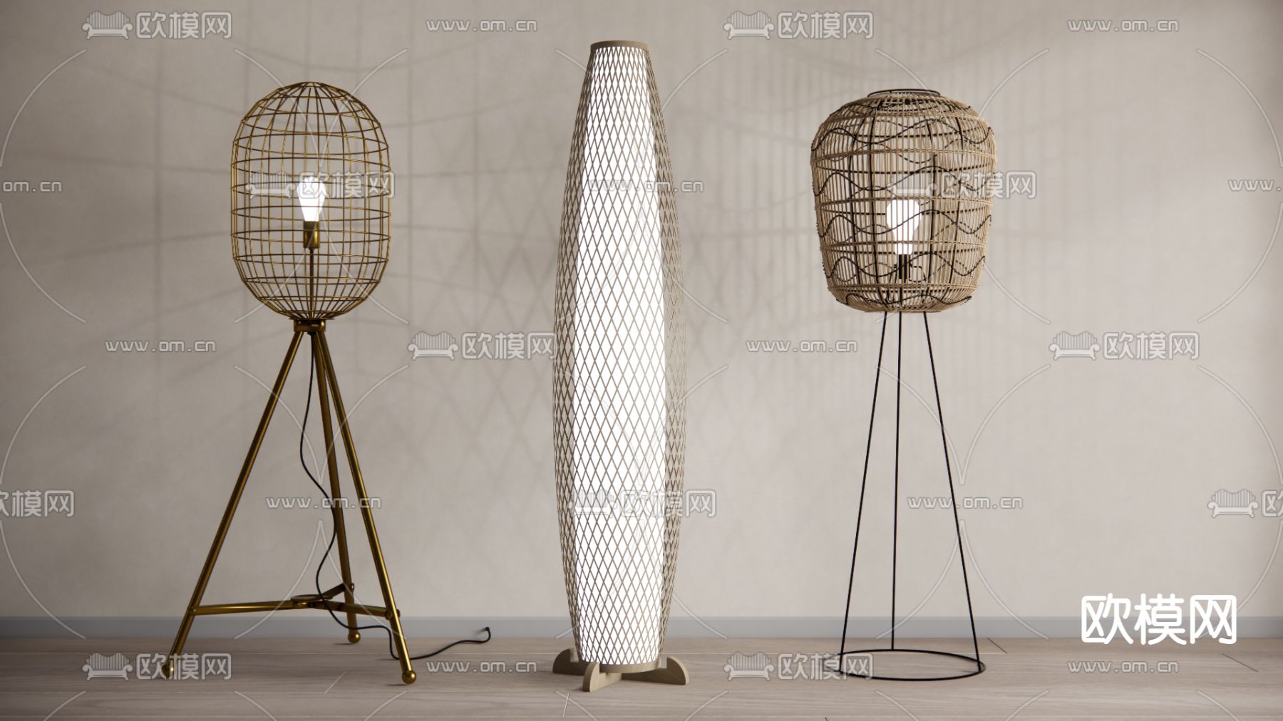 侘寂落地灯su模型下载（渲染图1）