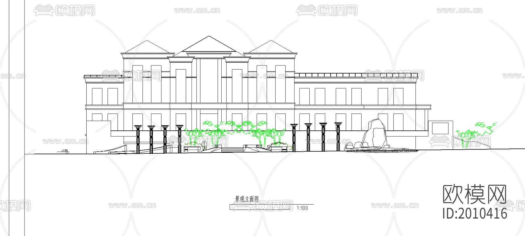 三角绿地景观cad施工图下载（渲染图2）