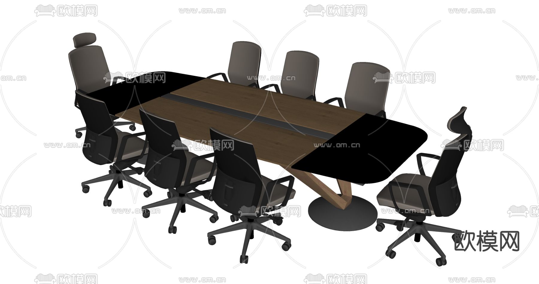 现代会议桌椅su模型下载（渲染图2）