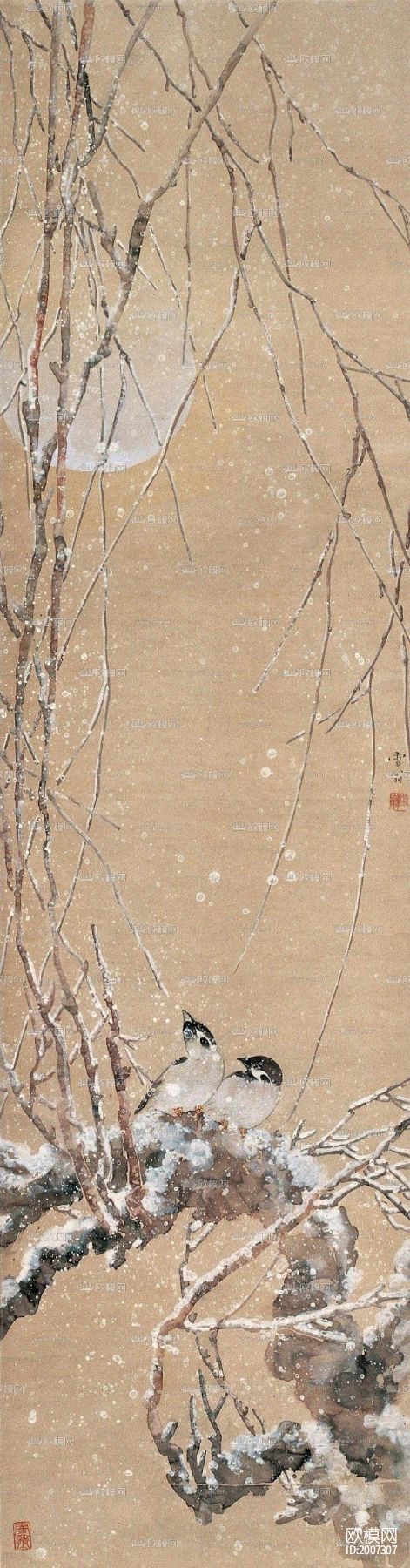 水墨花鸟下载（渲染图5）