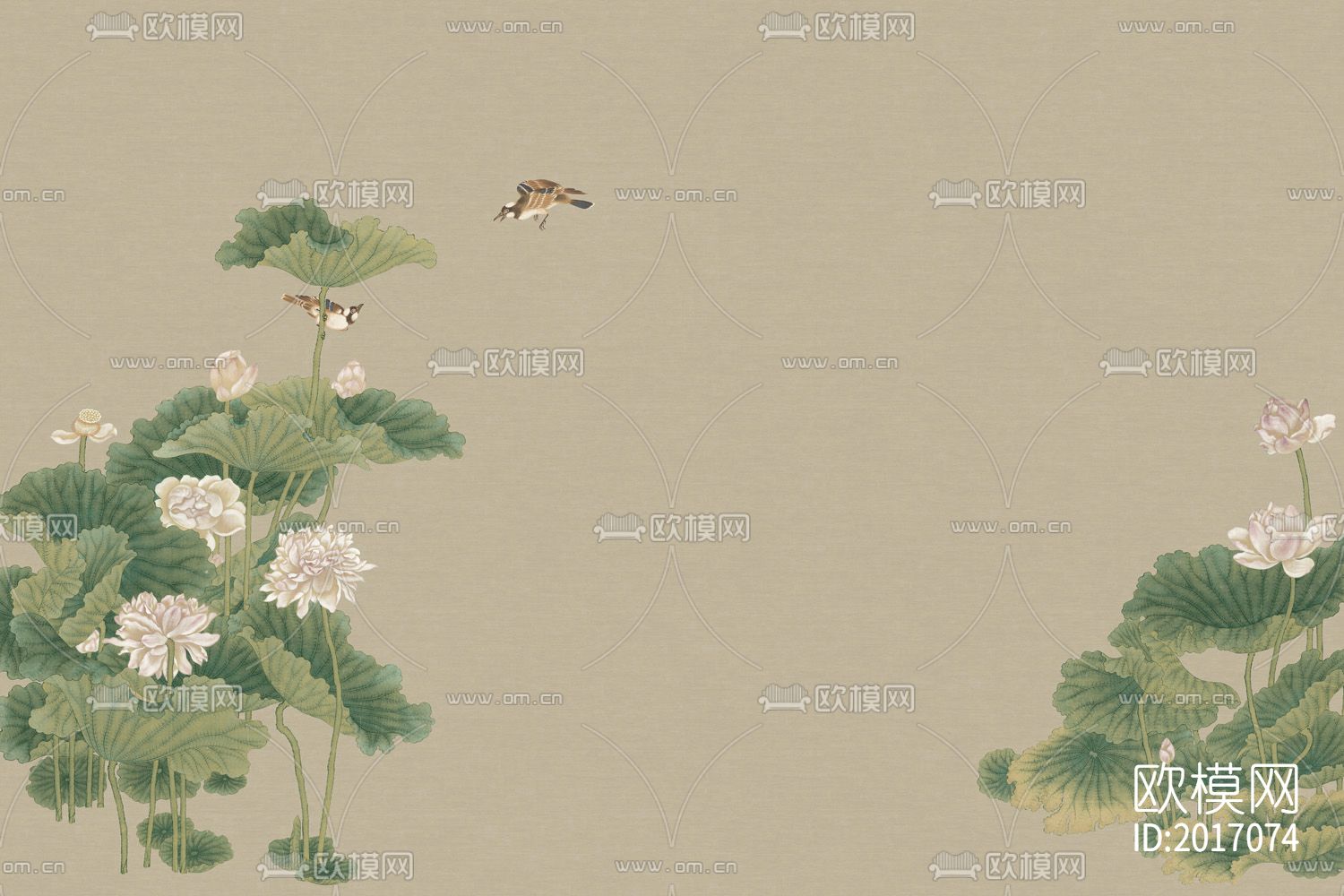 新中式荷花莲花壁纸下载（渲染图4）