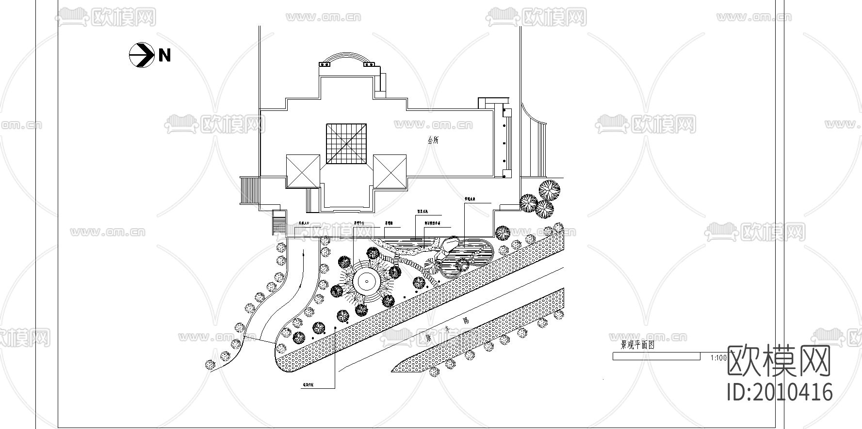 三角绿地景观cad施工图下载（渲染图1）