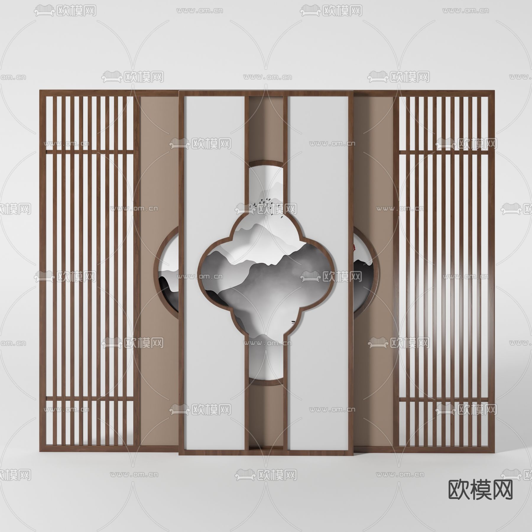 新中式入户玄关屏风3d模型下载_ID11857275_3dmax免费模型-欧模网