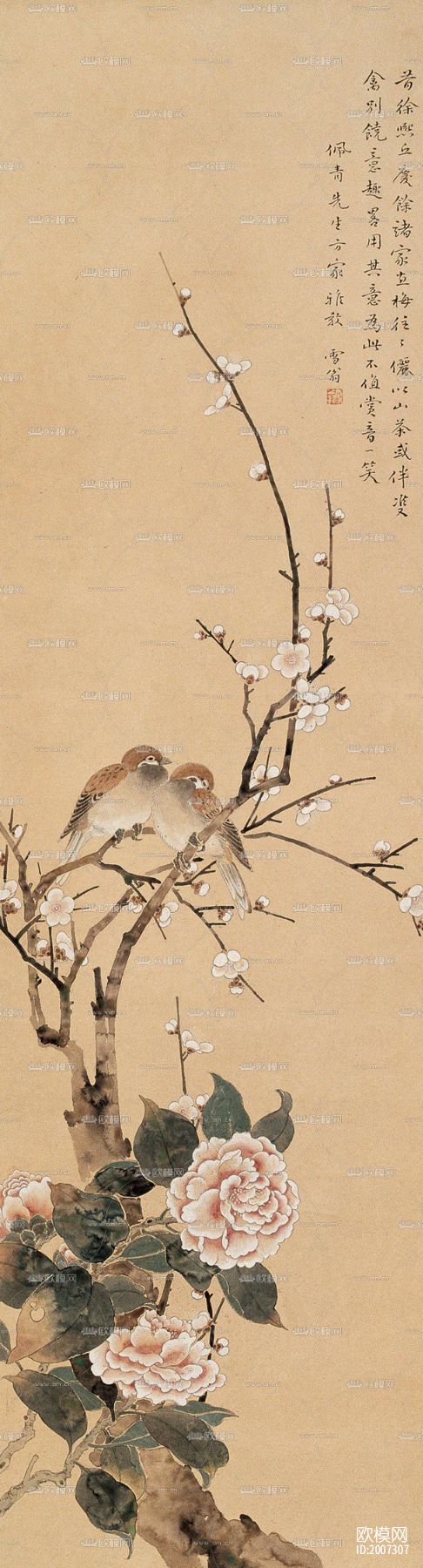 水墨花鸟下载（渲染图3）