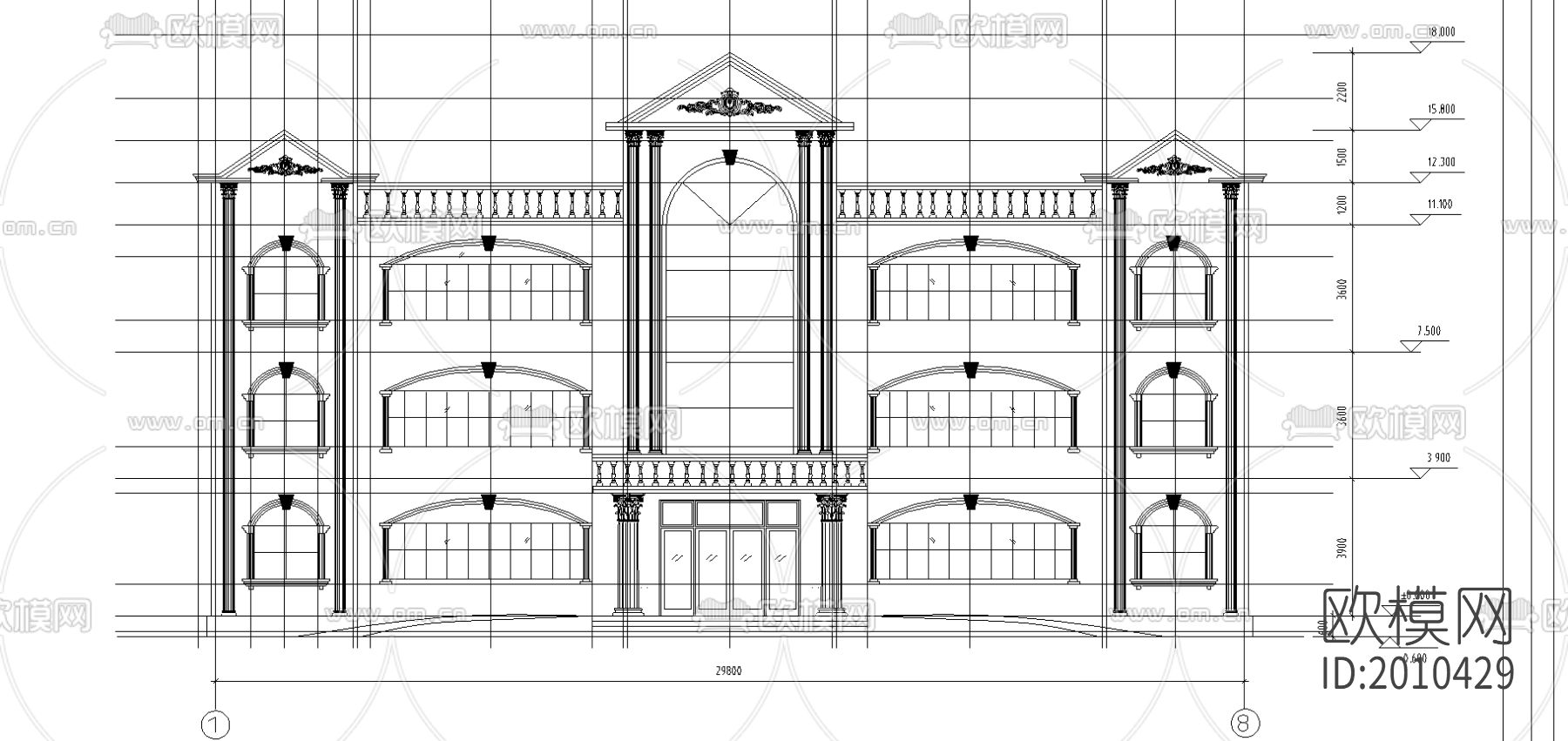 水库办公楼建筑cad施工图下载（渲染图3）