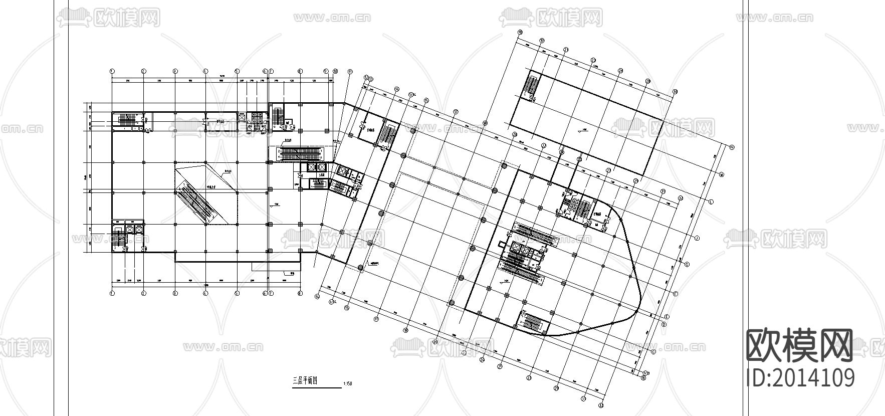 商业写字楼cad施工图下载（渲染图2）