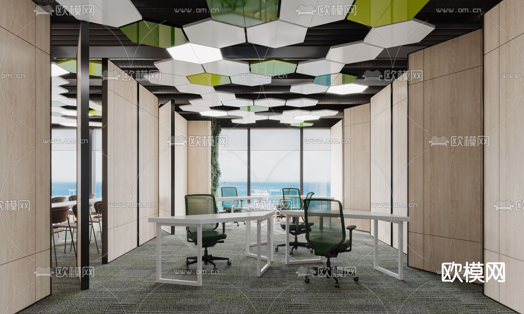 现代办公室休息区会客区3d模型下载（渲染图3）