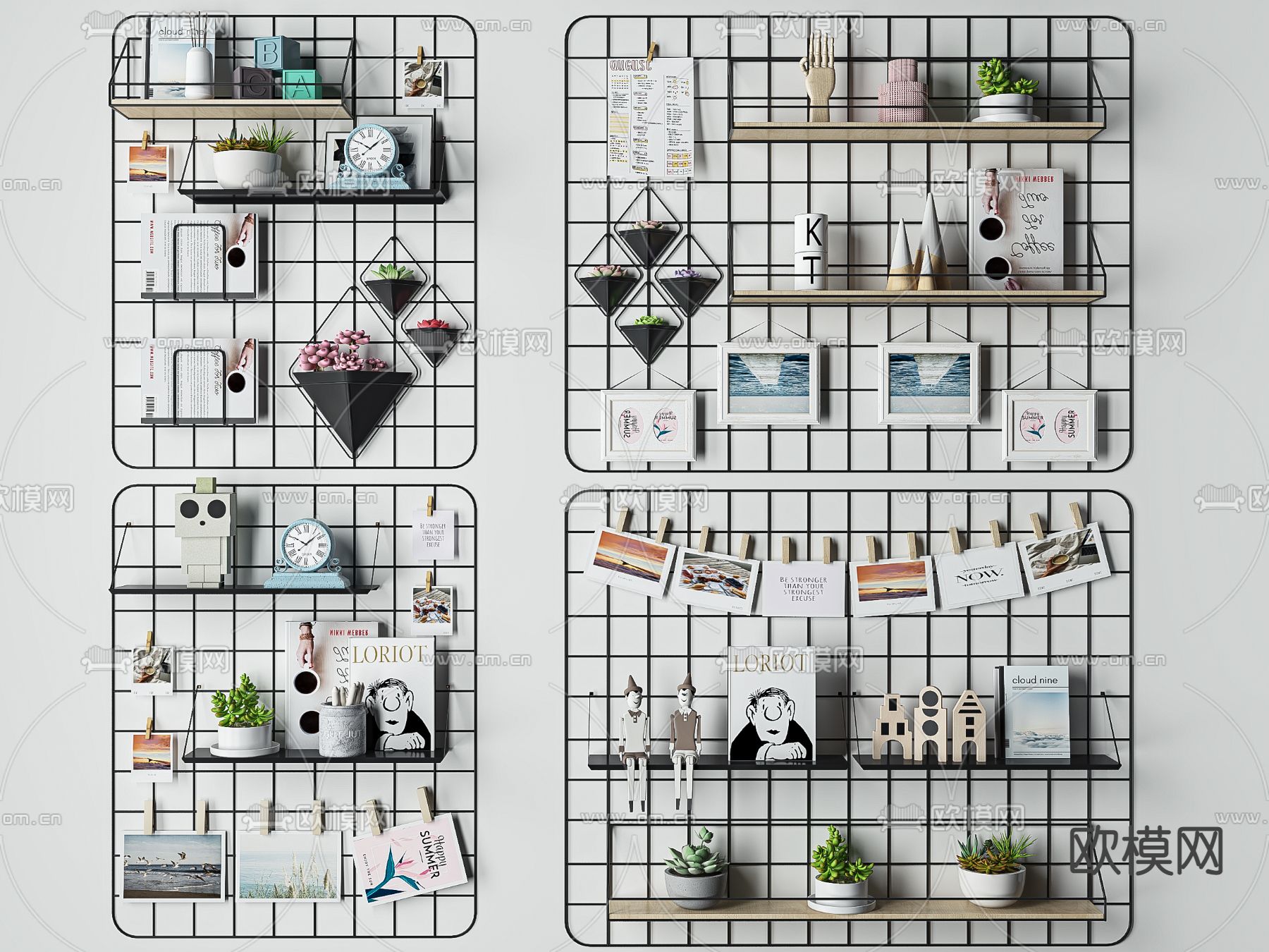 北欧铁艺墙挂置物架3d模型下载