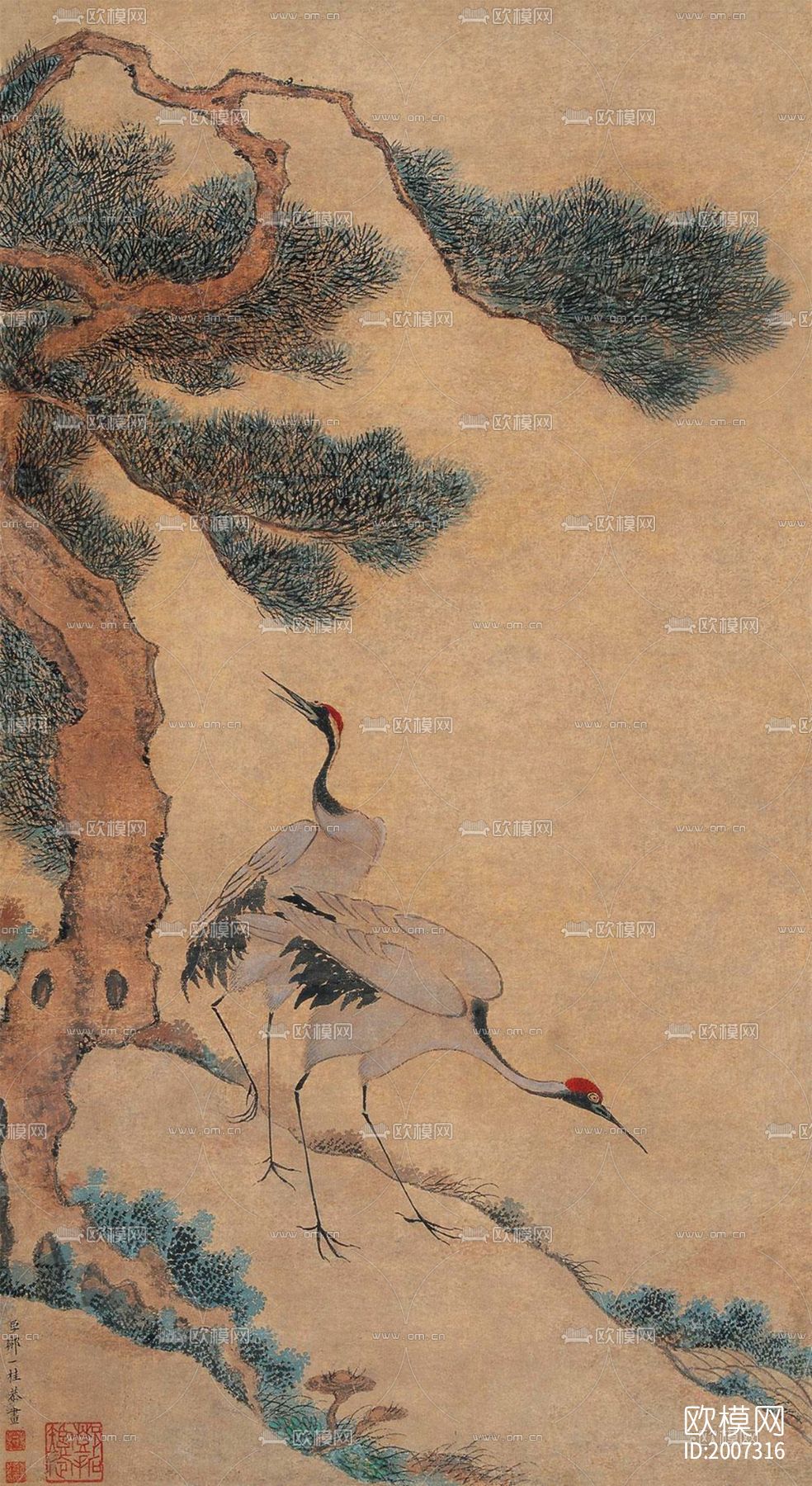 水墨丹顶鹤下载（渲染图4）