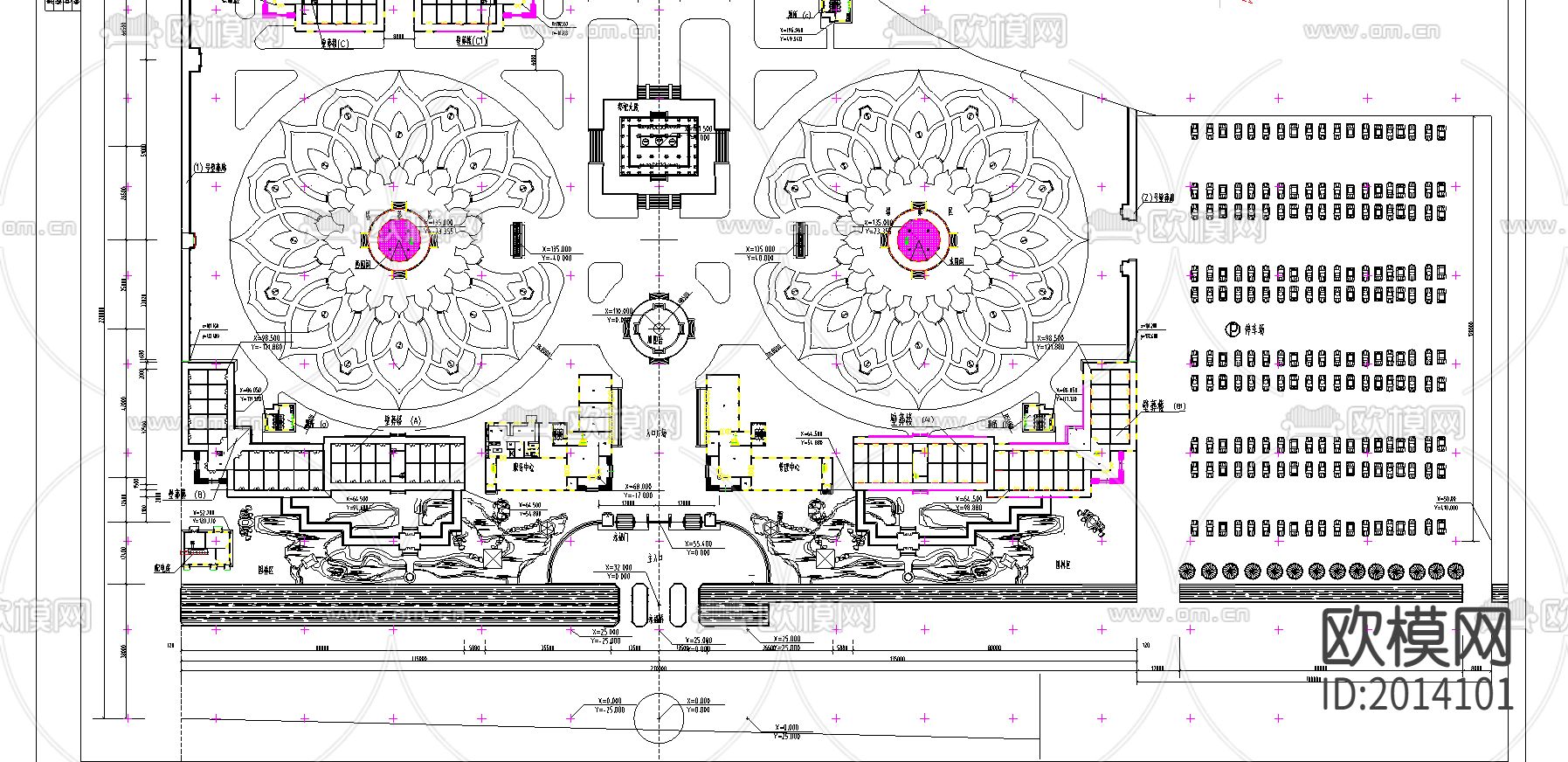 永福陵园总平面图cad图库下载（渲染图1）