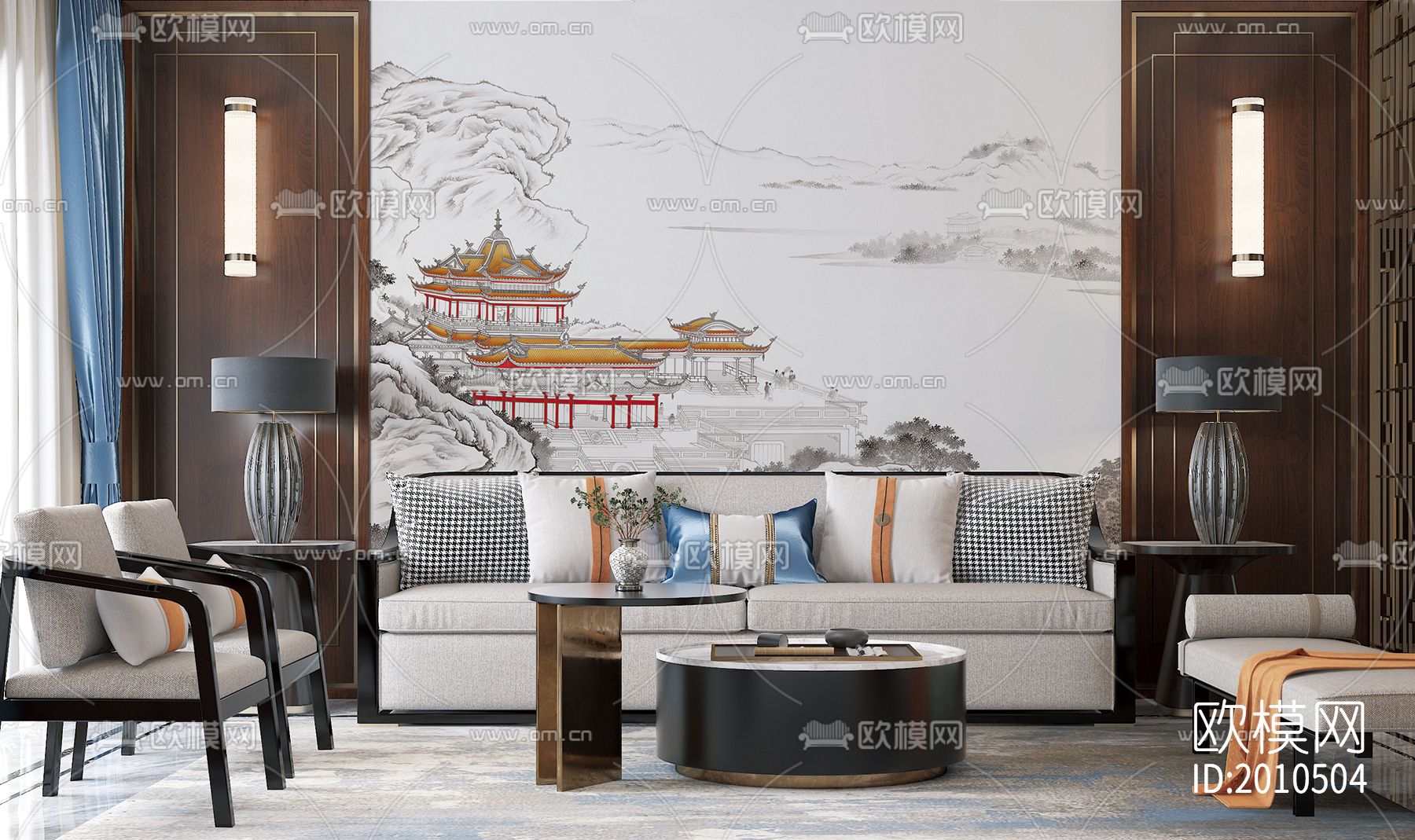 中式山水壁纸下载（渲染图4）