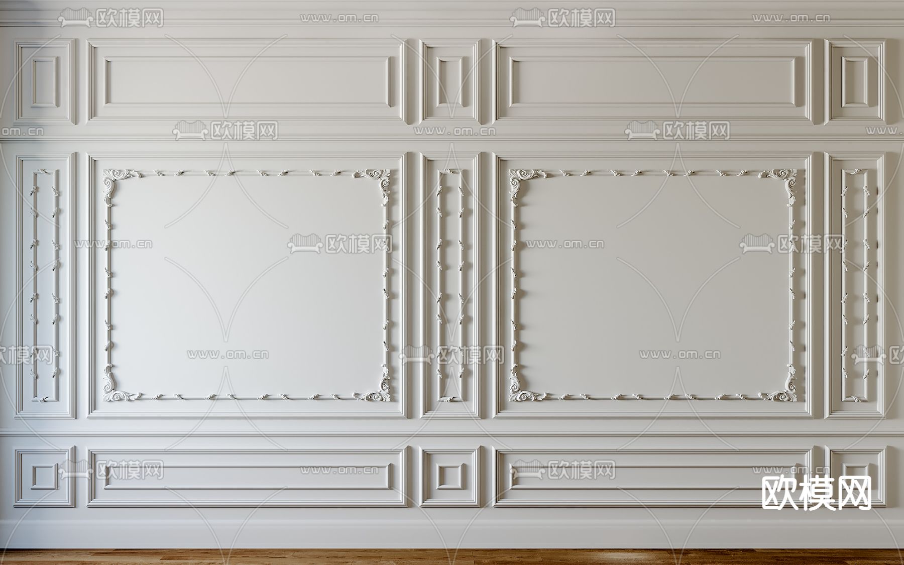 简欧背景墙护墙板3d模型