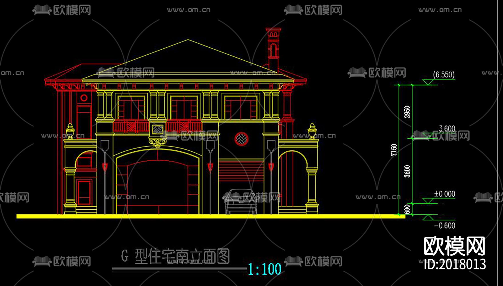 欧式别墅cad平面图下载（渲染图4）