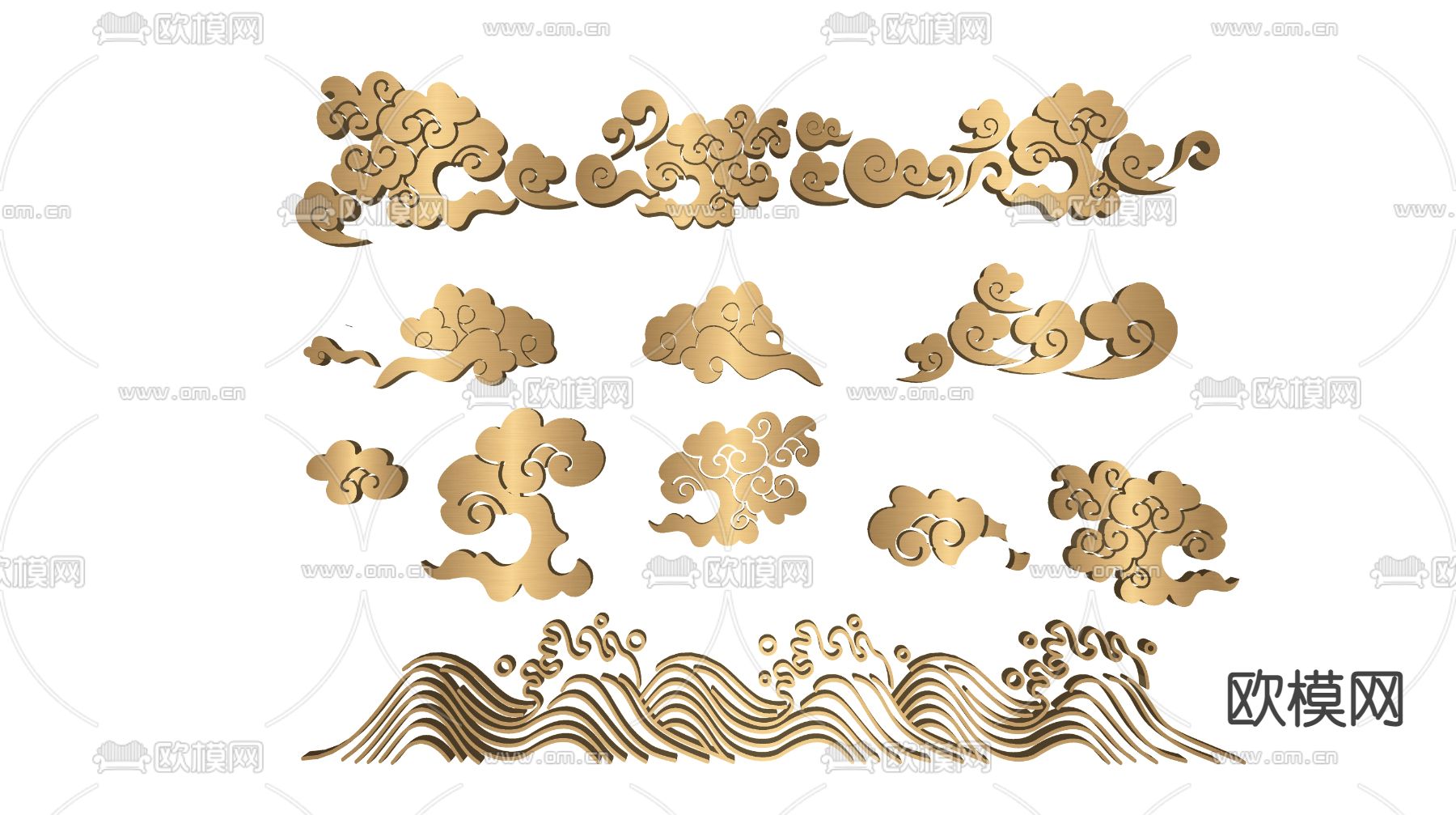 中式祥云浮云窗花su模型下载