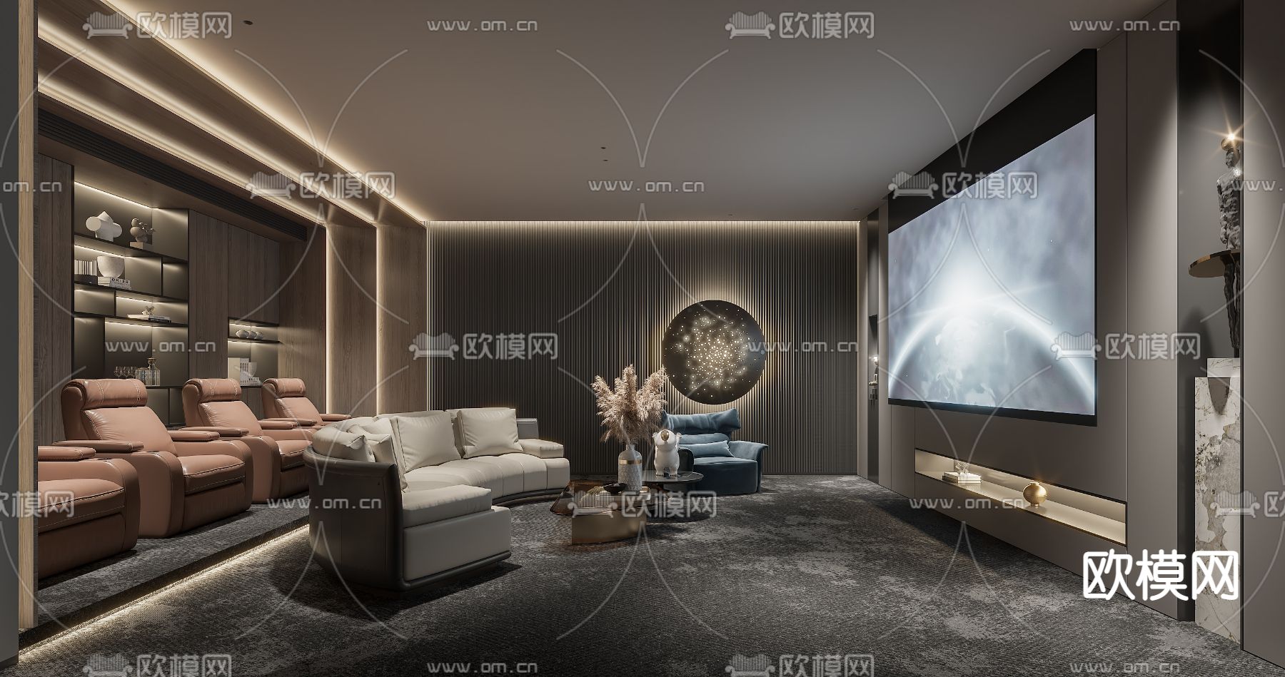 现代影音室视听室3d模型