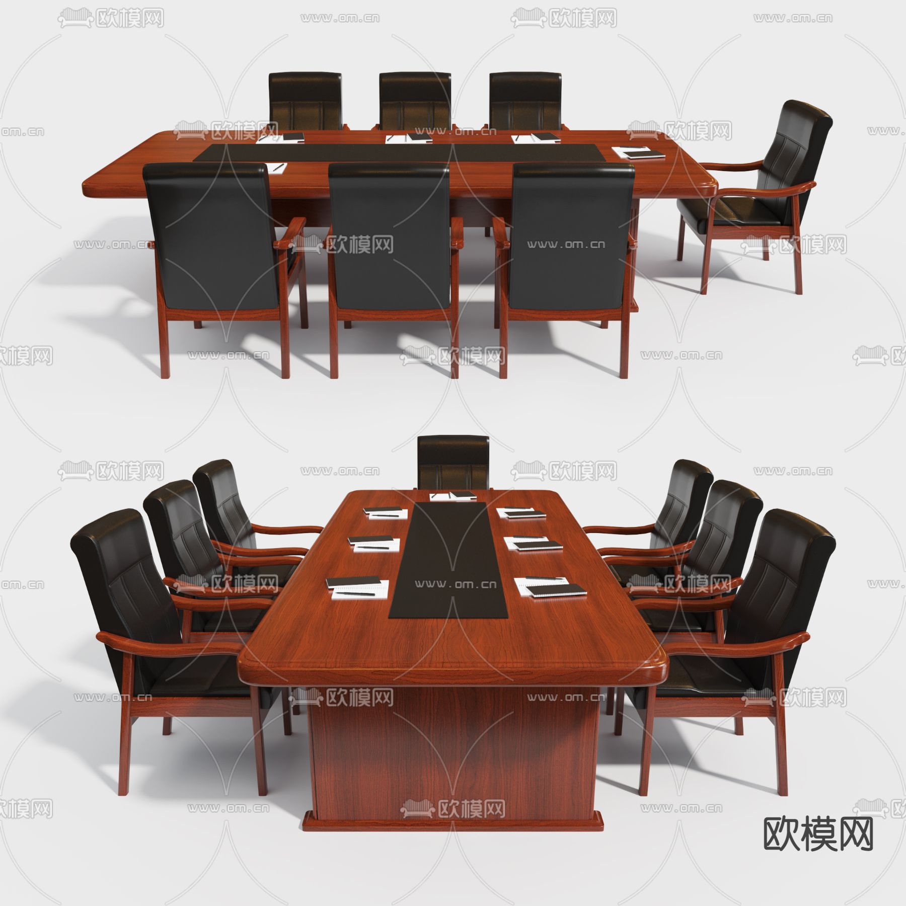 中式会议桌椅su模型