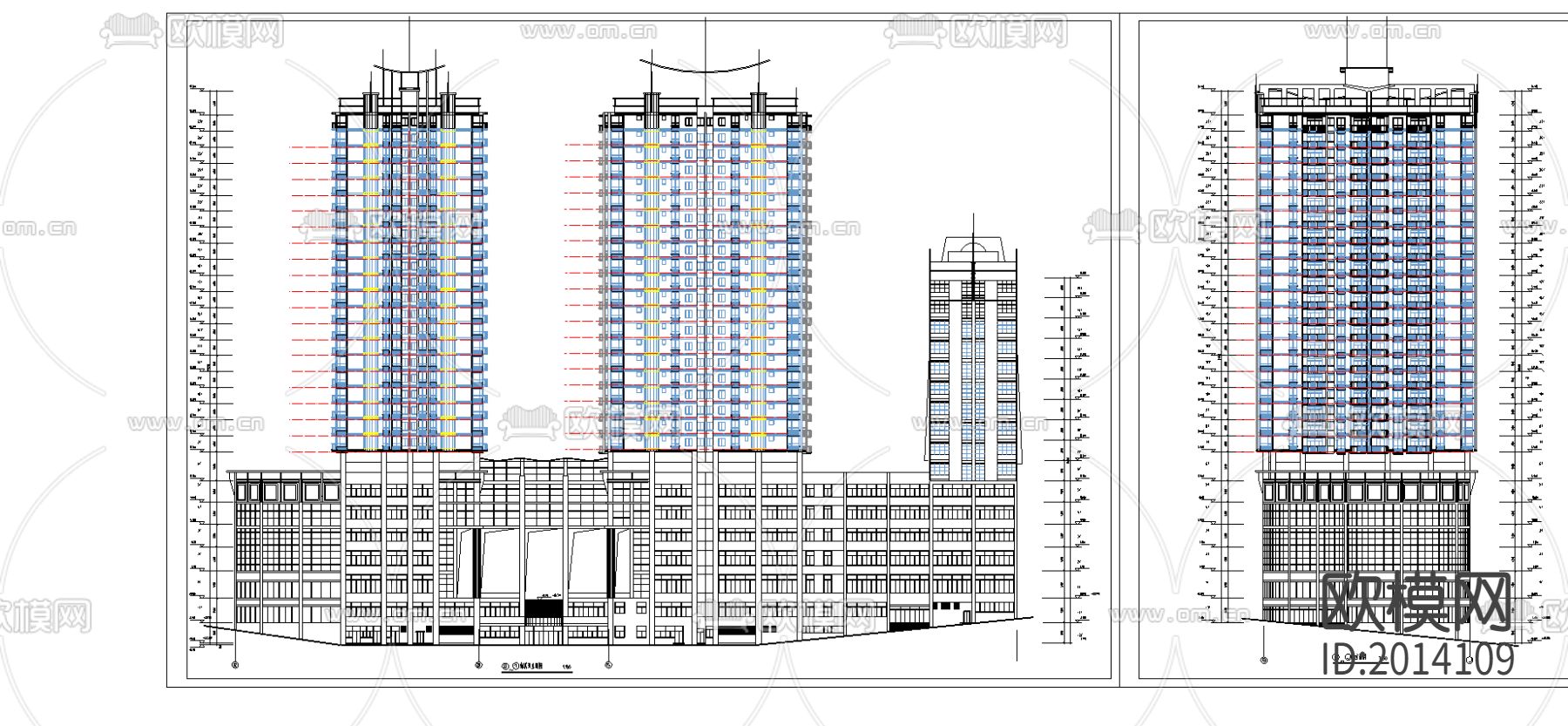 商业写字楼cad施工图下载（渲染图4）