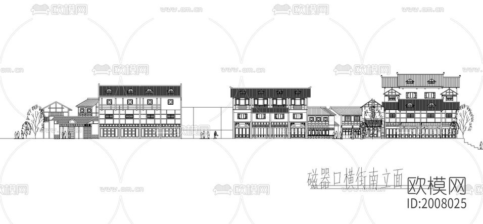 步行街規(guī)劃cad施工圖下載(渲染圖3)