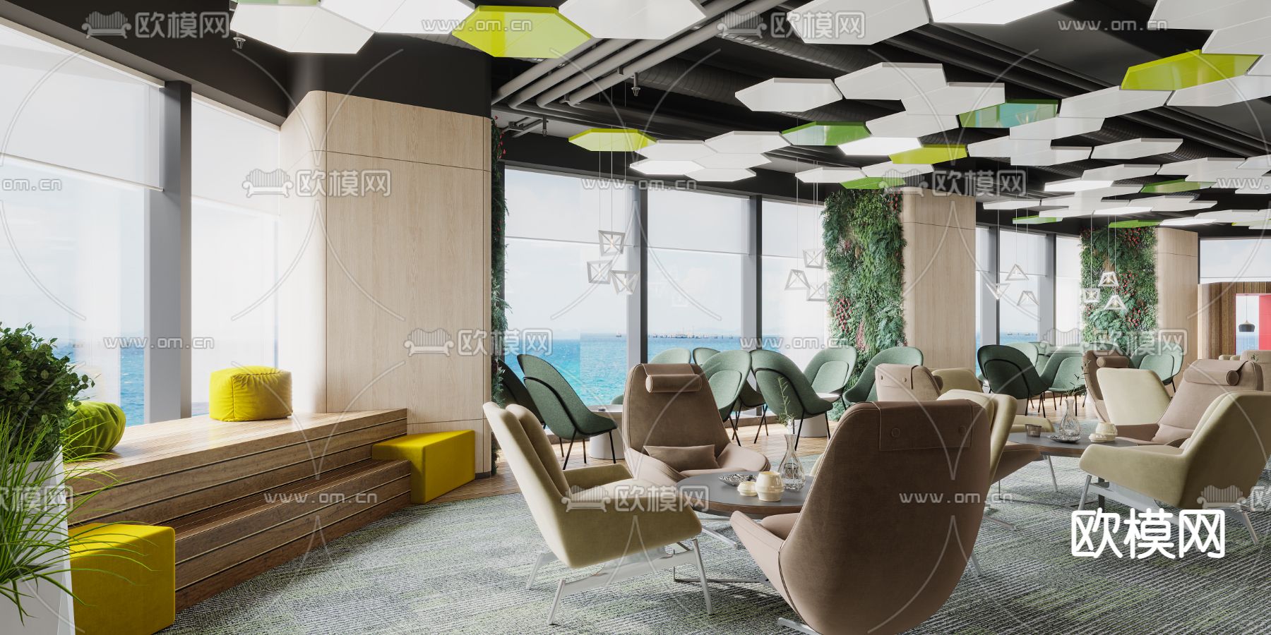 现代办公室休息区会客区3d模型下载（渲染图6）