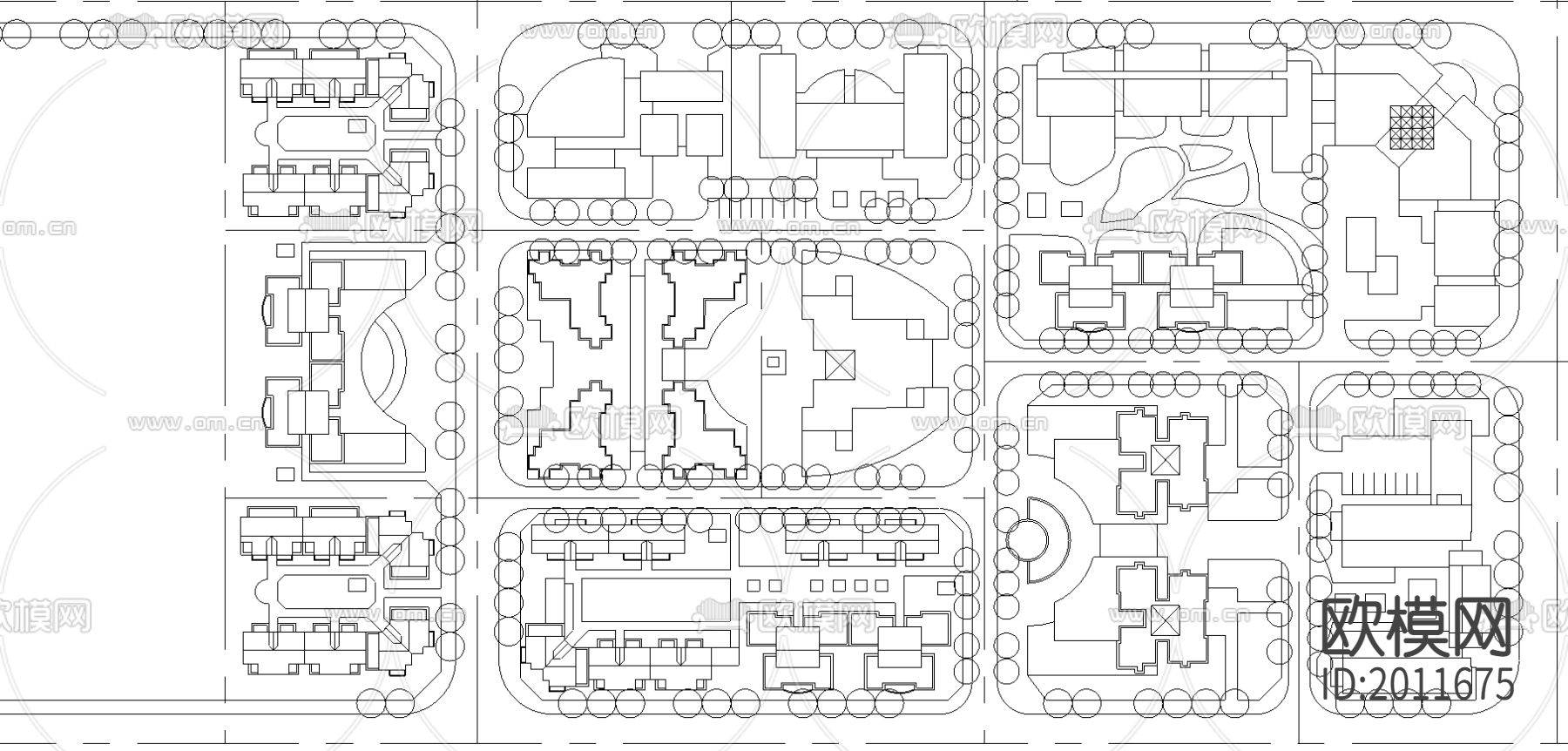 居住小区规划CAD施工图下载（渲染图2）