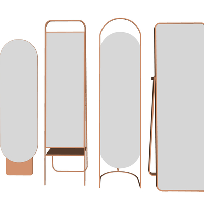  现代金属落地镜su模型 