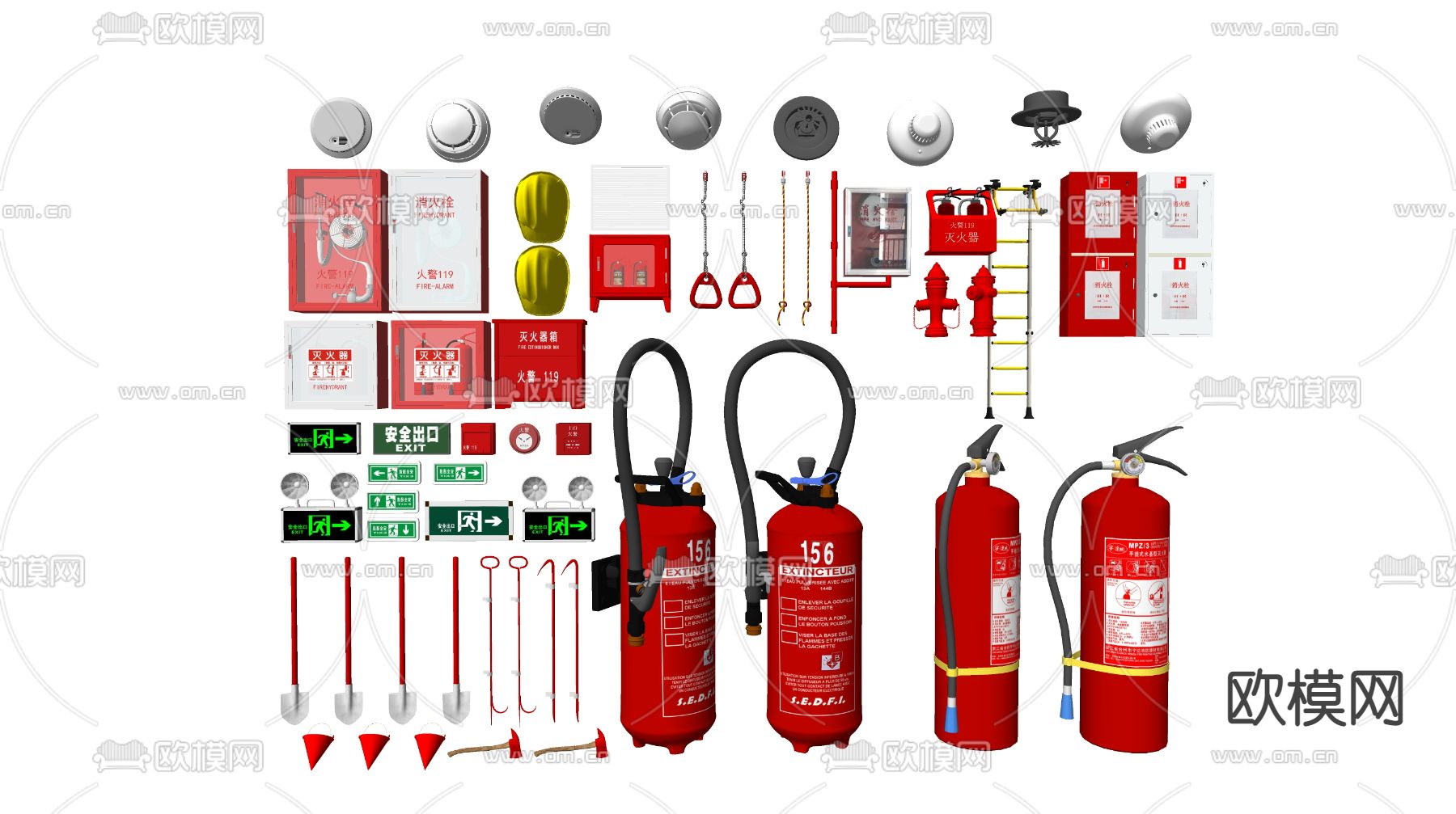 现代消防设备su模型下载