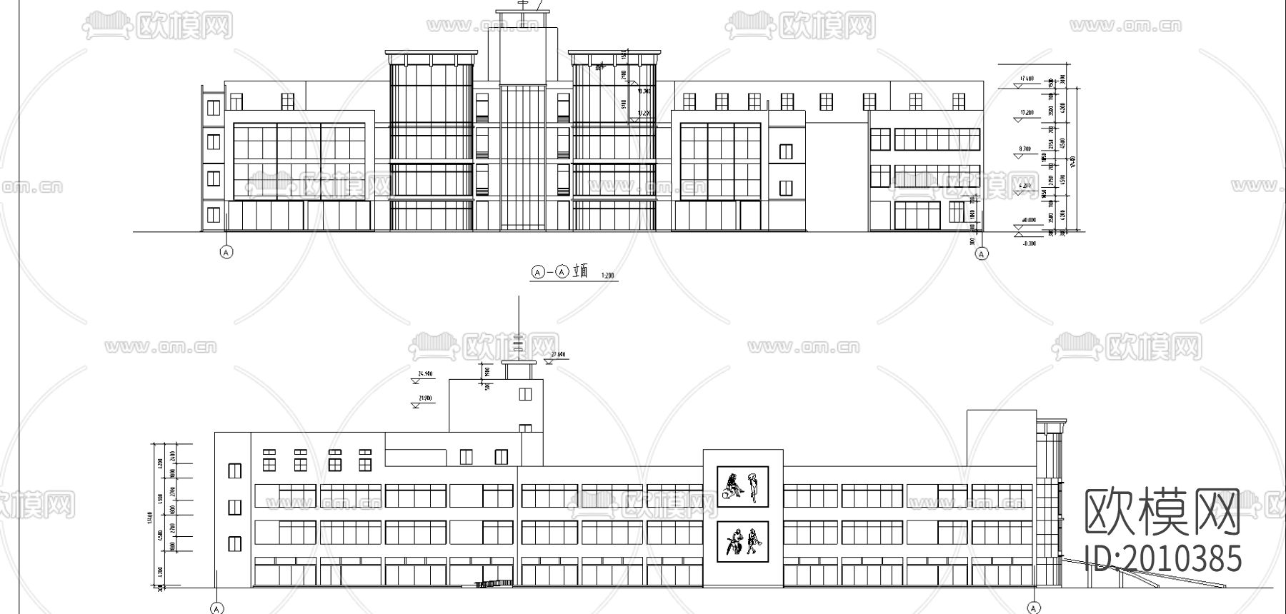 商业广场cad施工图下载（渲染图1）