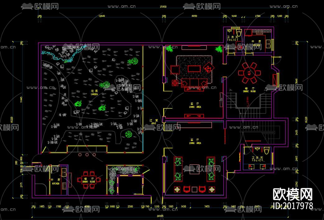中式家装cad施工图下载（渲染图6）