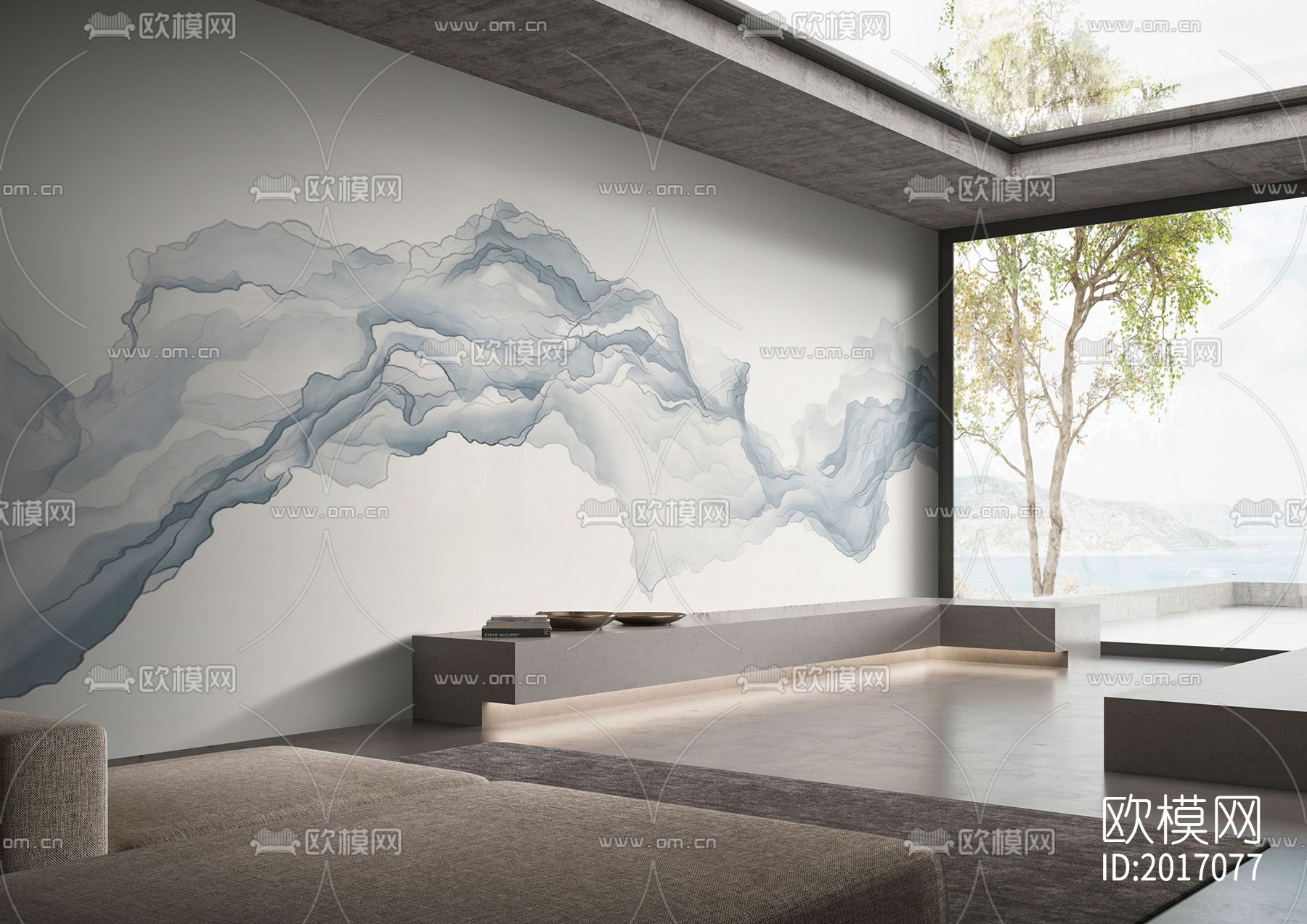 新中式抽象山水壁纸下载（渲染图5）