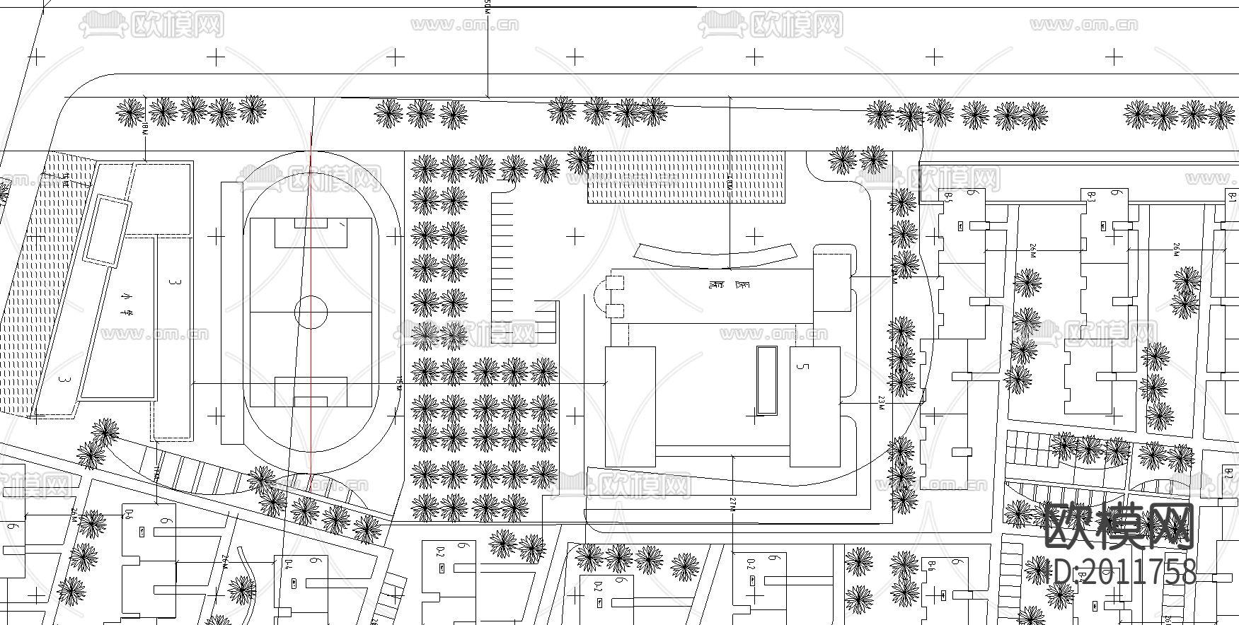 居住小区总平面cad施工图下载（渲染图1）