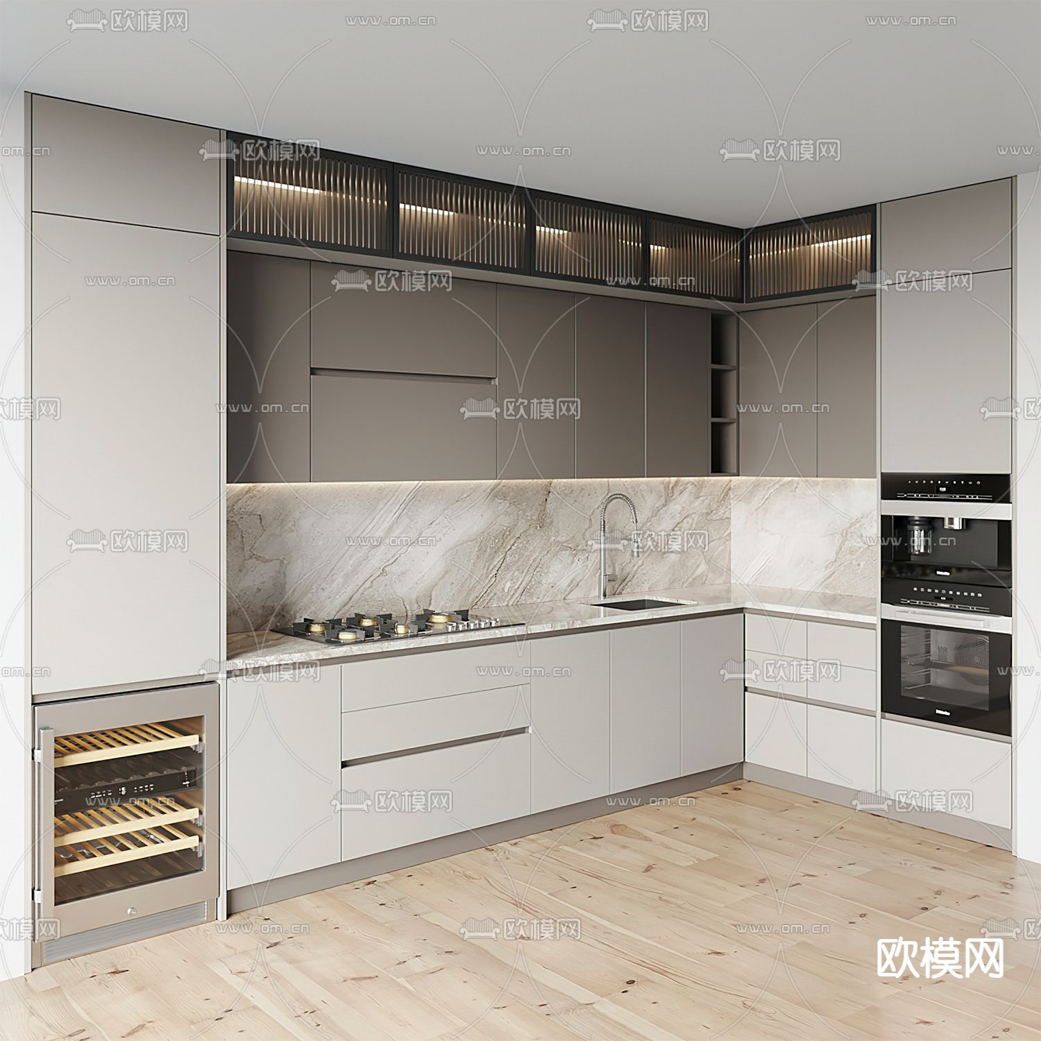 现代厨房橱柜3d模型