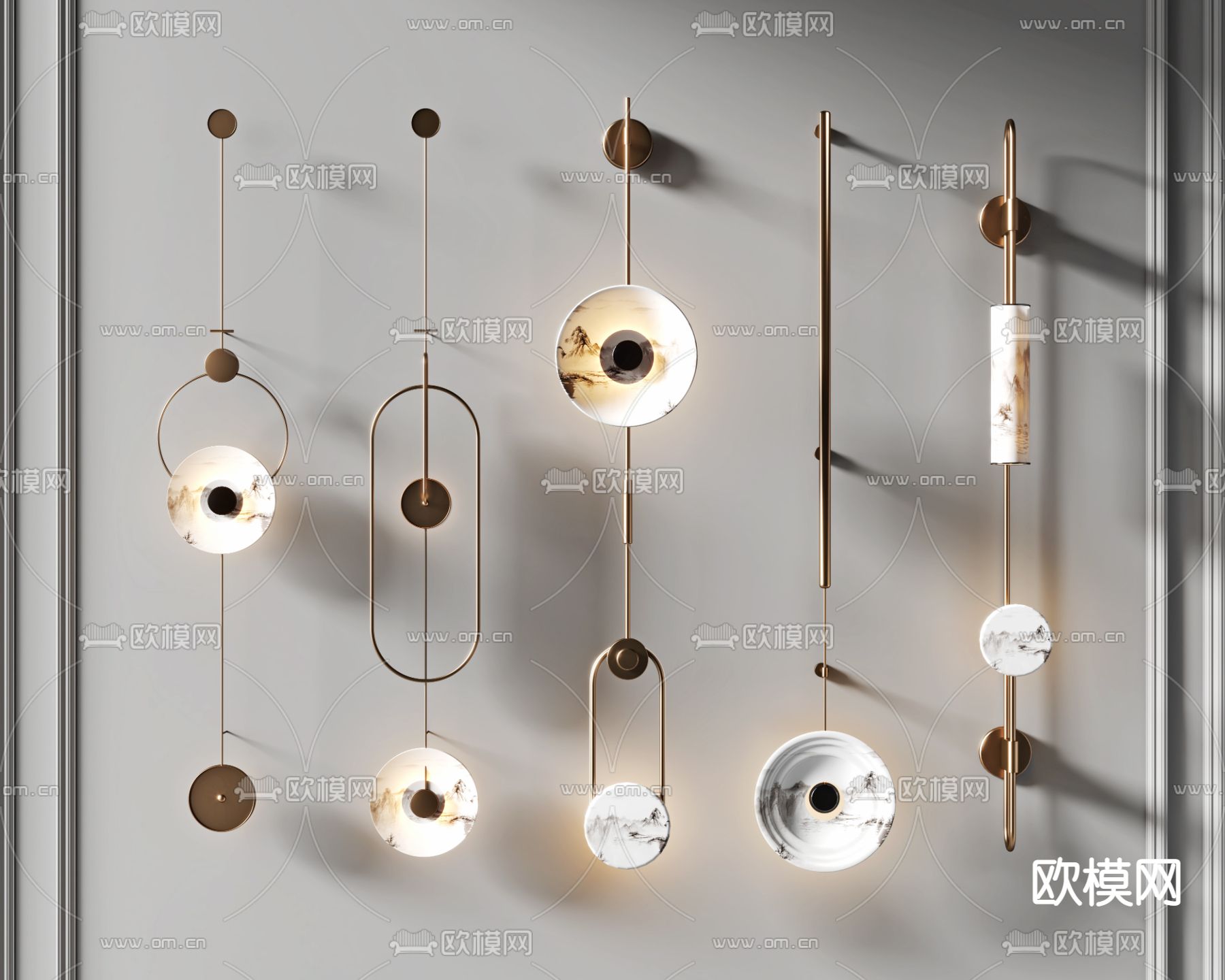 新中式金属壁灯su模型下载（渲染图1）