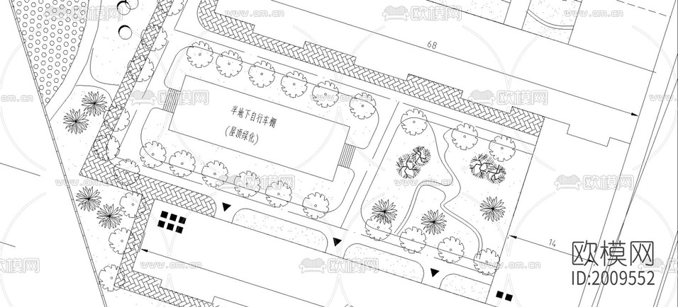 小区公园cad施工图下载(渲染图2)