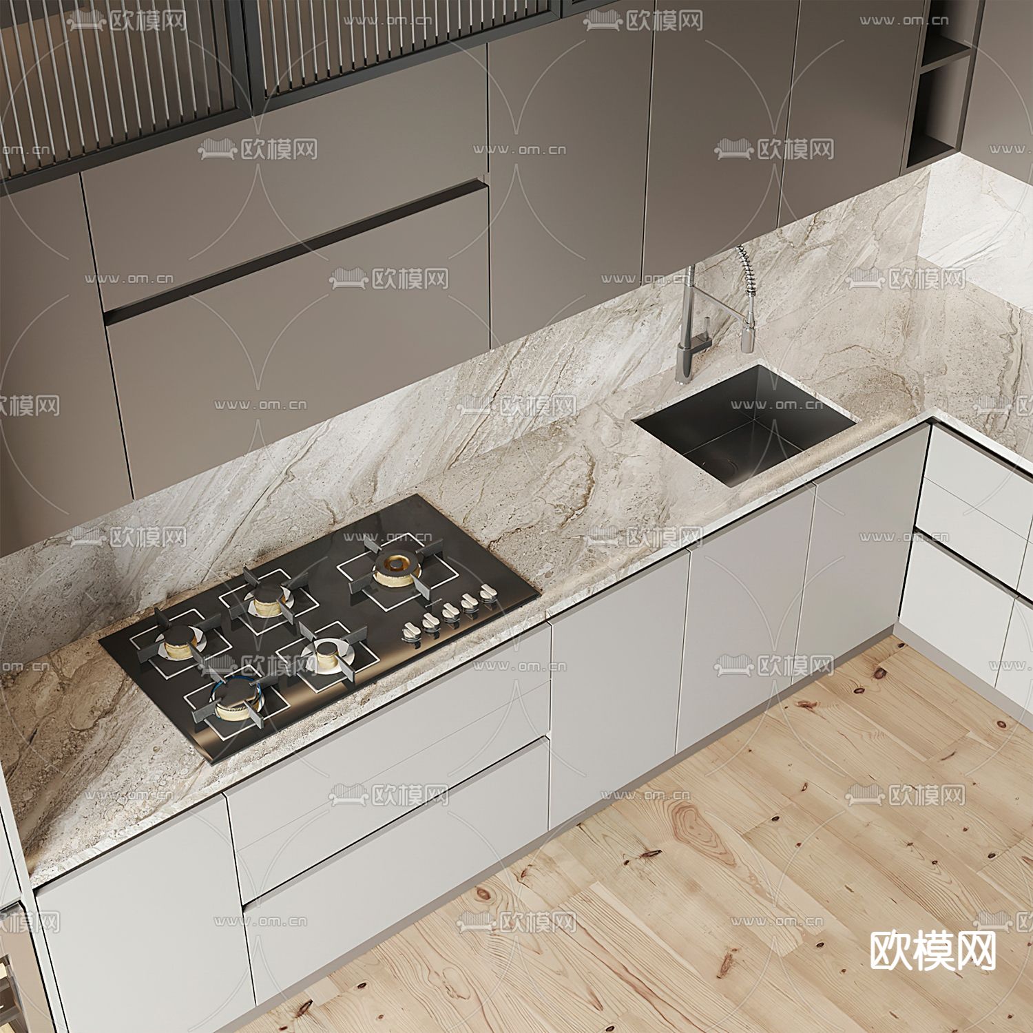 现代厨房橱柜3d模型