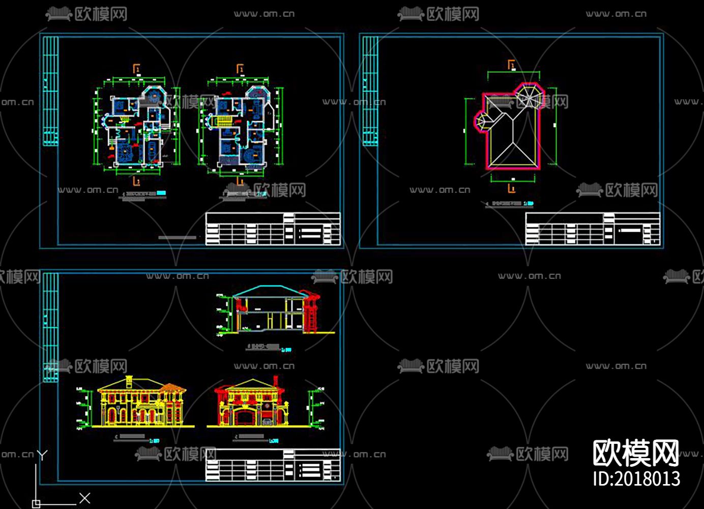 欧式别墅cad平面图下载（渲染图6）