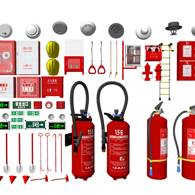  现代消防设备su模型 