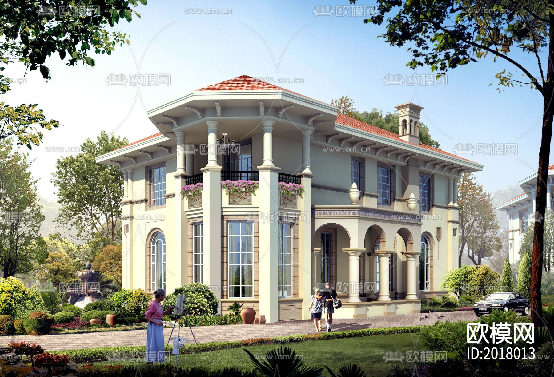 欧式别墅cad平面图下载（渲染图5）