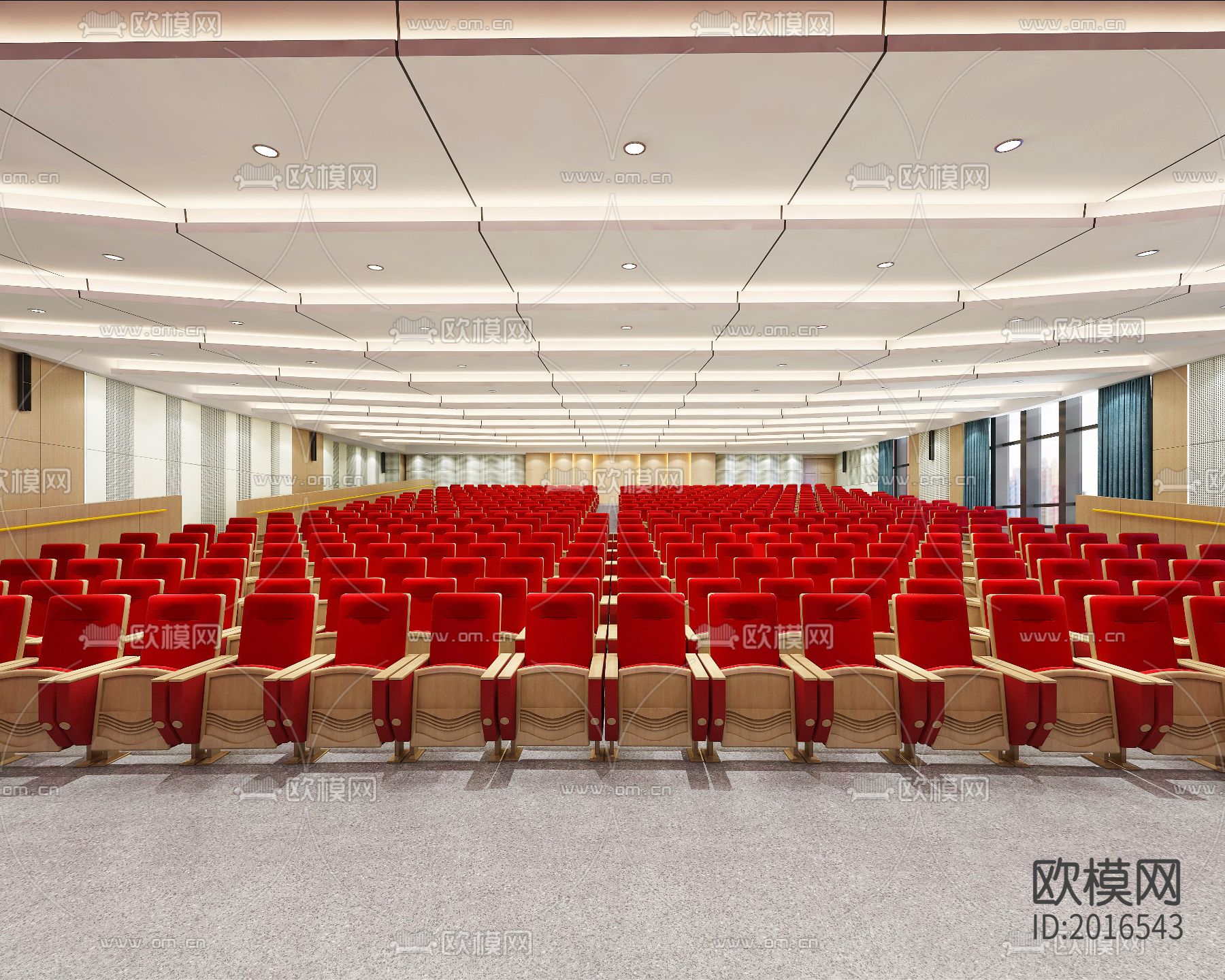 学校阶梯教室礼堂cad施工图下载（渲染图6）