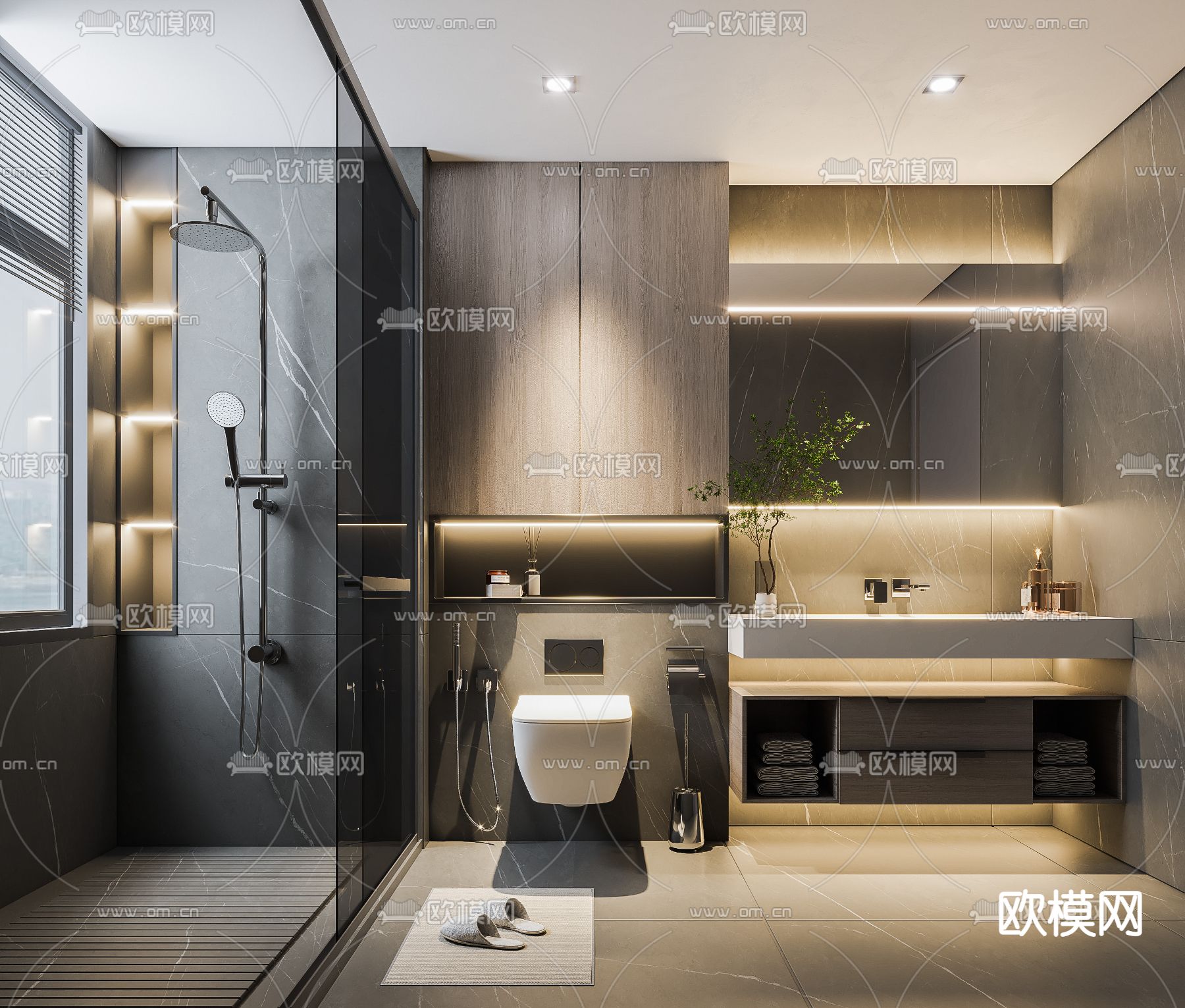 现代浴室卫生间su模型