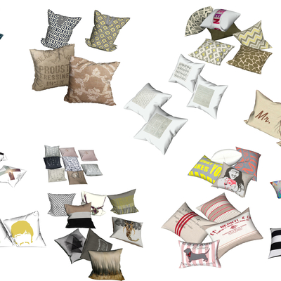  北欧布艺抱枕su模型 