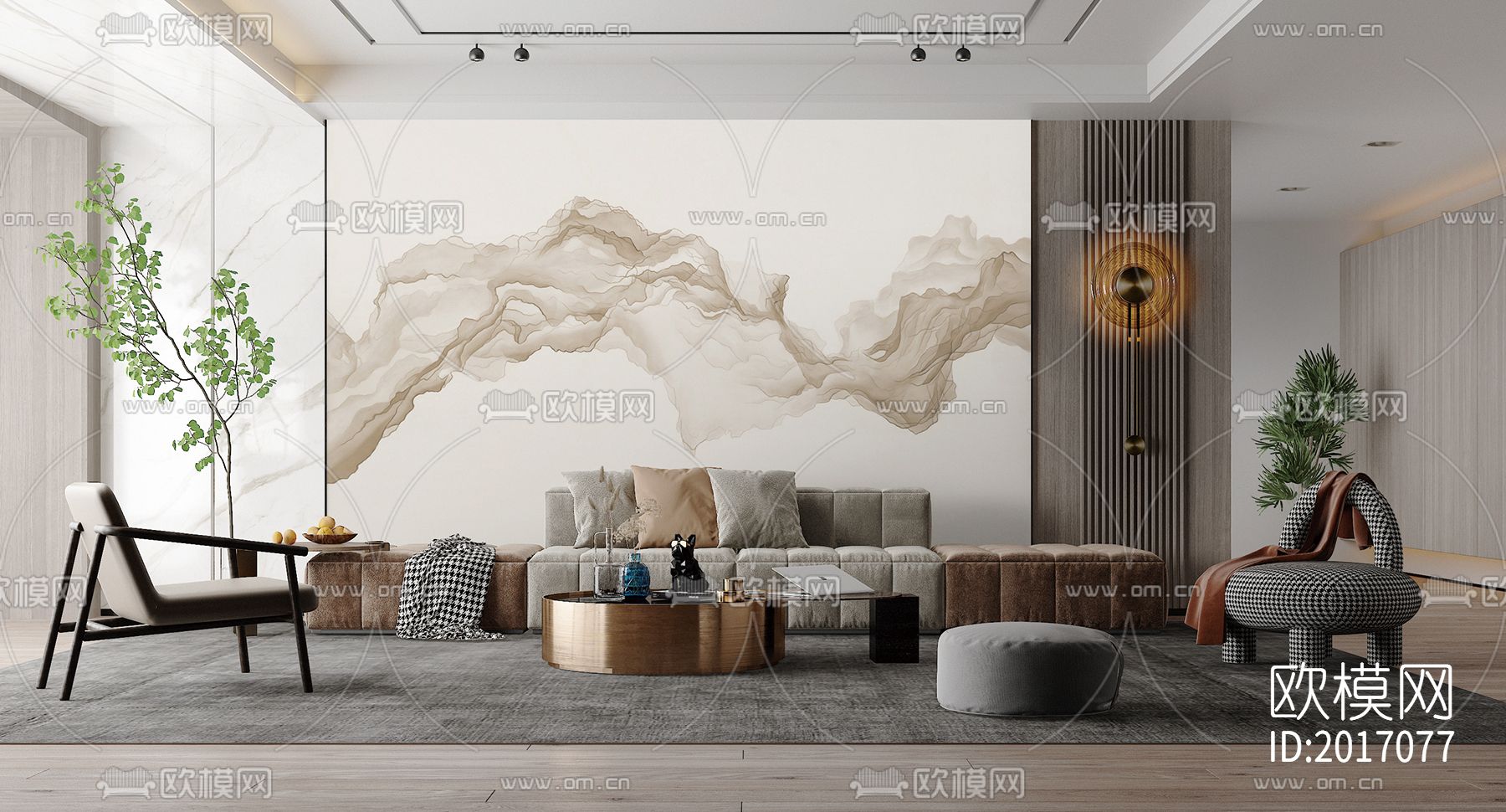 新中式抽象山水壁纸下载（渲染图4）