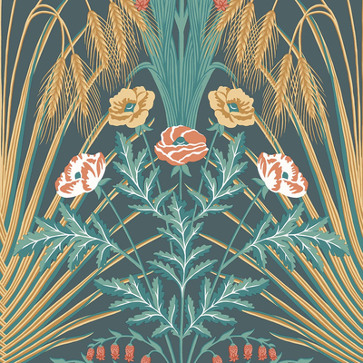  对称印花植物壁纸 