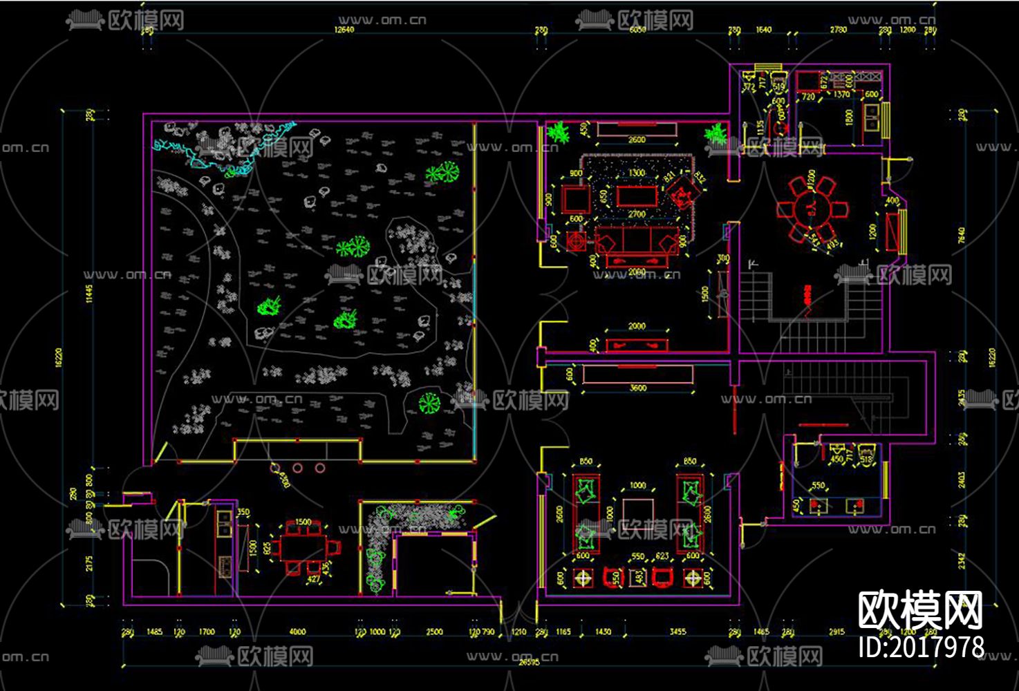 中式家装cad施工图下载（渲染图4）